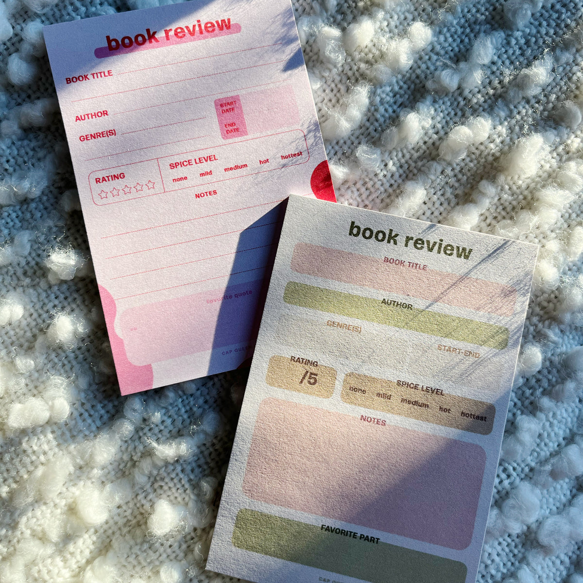 Book Review Sticky Note Pad — Earthy Neutrals