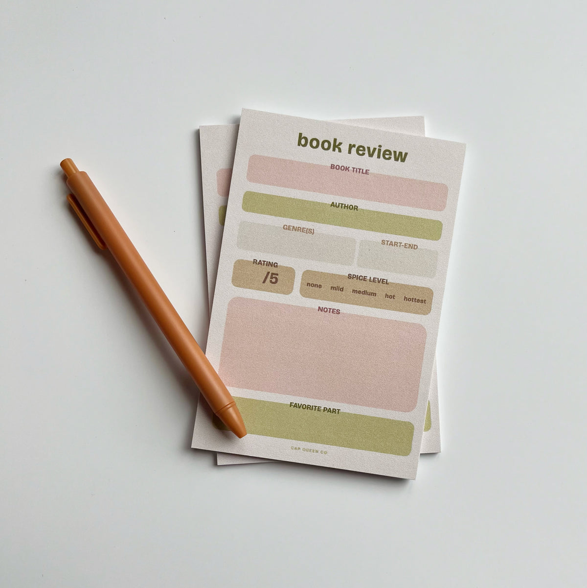 Book Review Sticky Note Pad — Earthy Neutrals