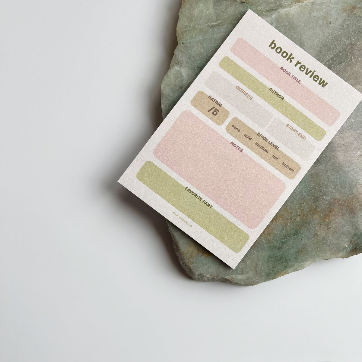 Book Review Sticky Note Pad — Earthy Neutrals